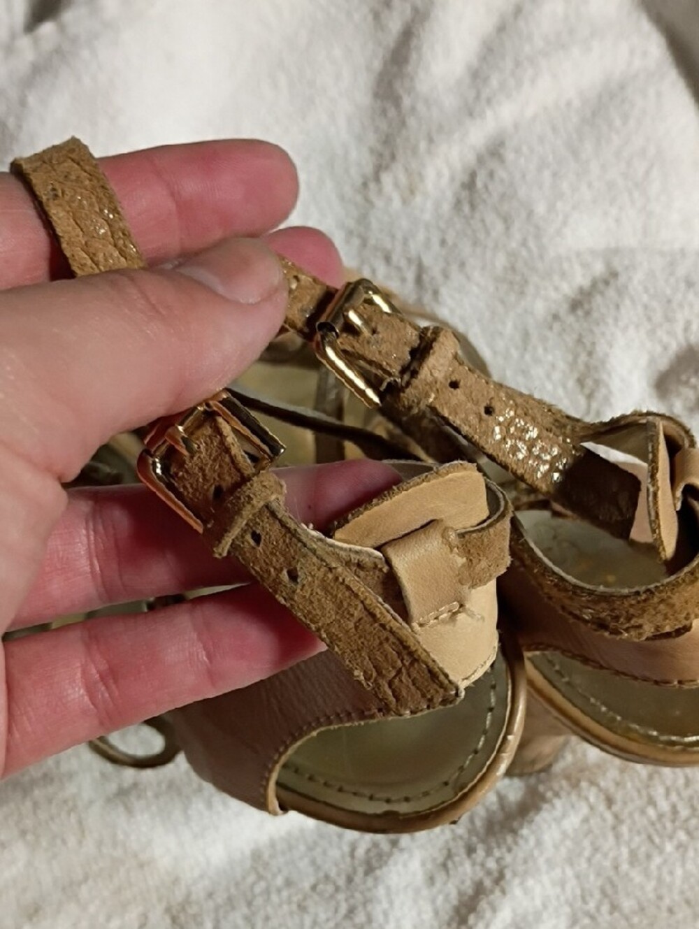 Guess Tan Cork Wedge Sandals with Strappy Ankle Wrap - Picture 6 of 7
